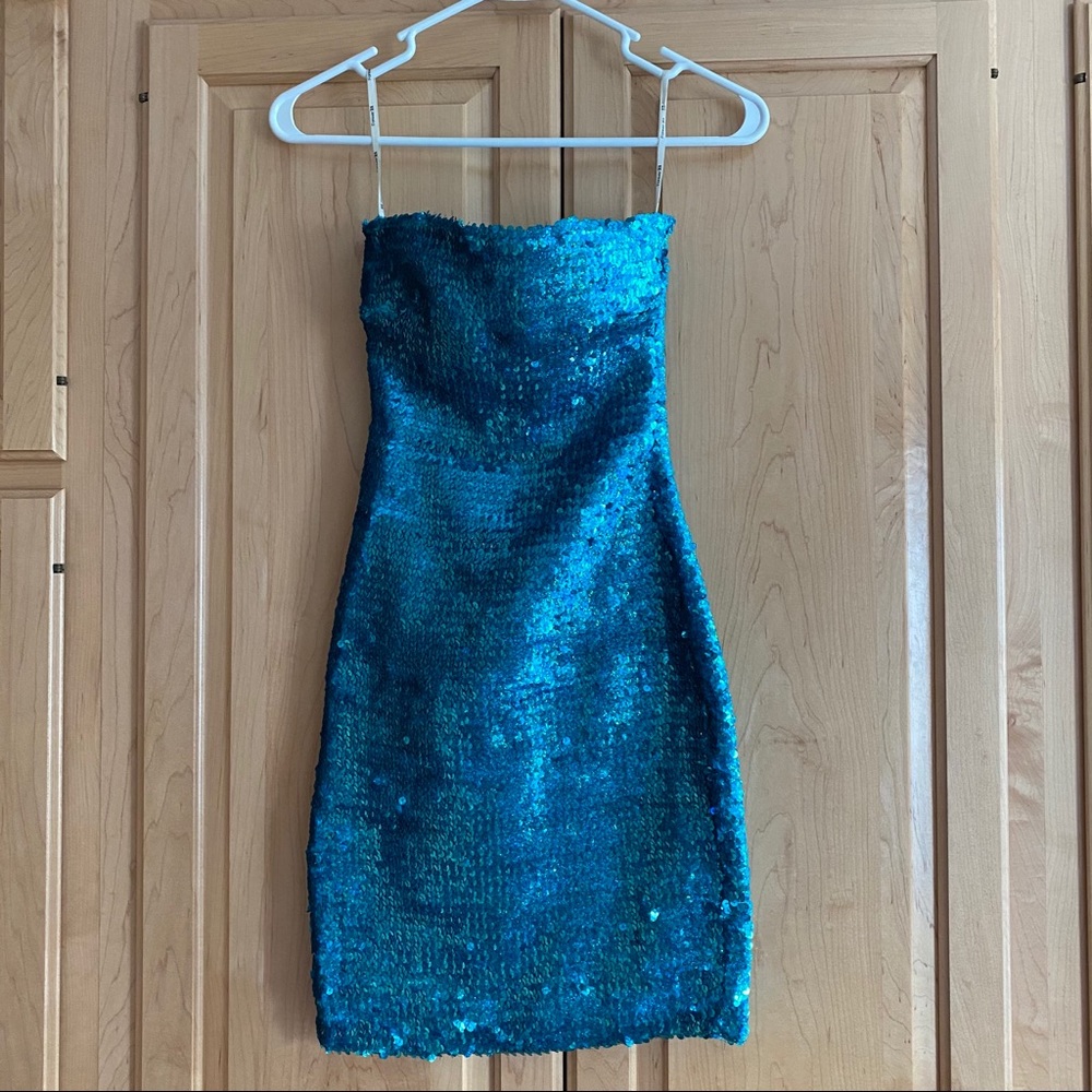 Blue Sequin Bodycon Dress Size Small